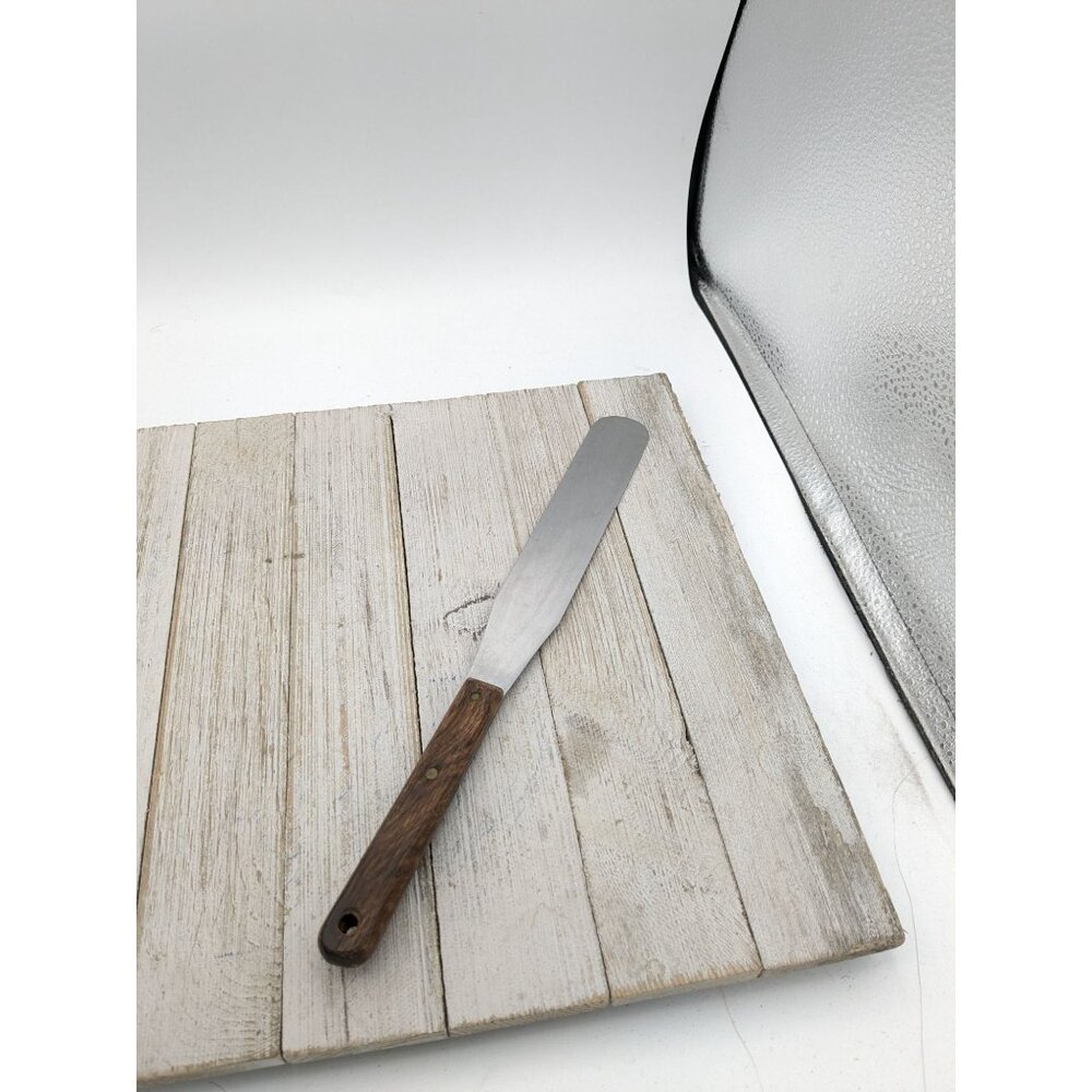 Vintage MEL-JAX Stainless Steel 11 1/2" Icing Spatula USA Wood Handle Meljax